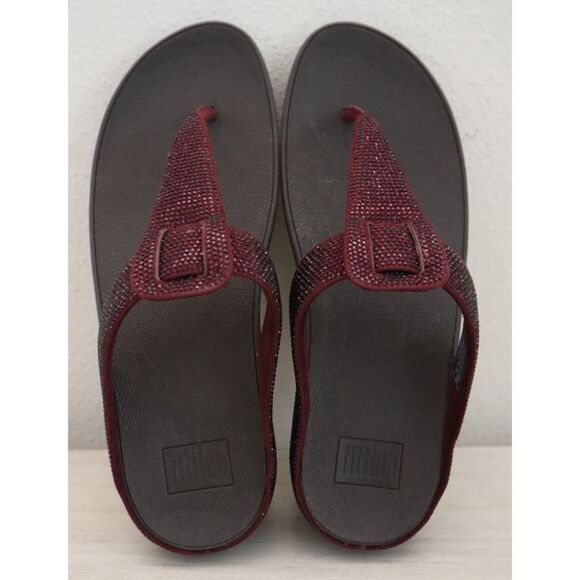 FitFlop Women's Sz 10 Wild Aubergine/Burgundy Isabelle Toe Post Sandals - Picture 2 of 16